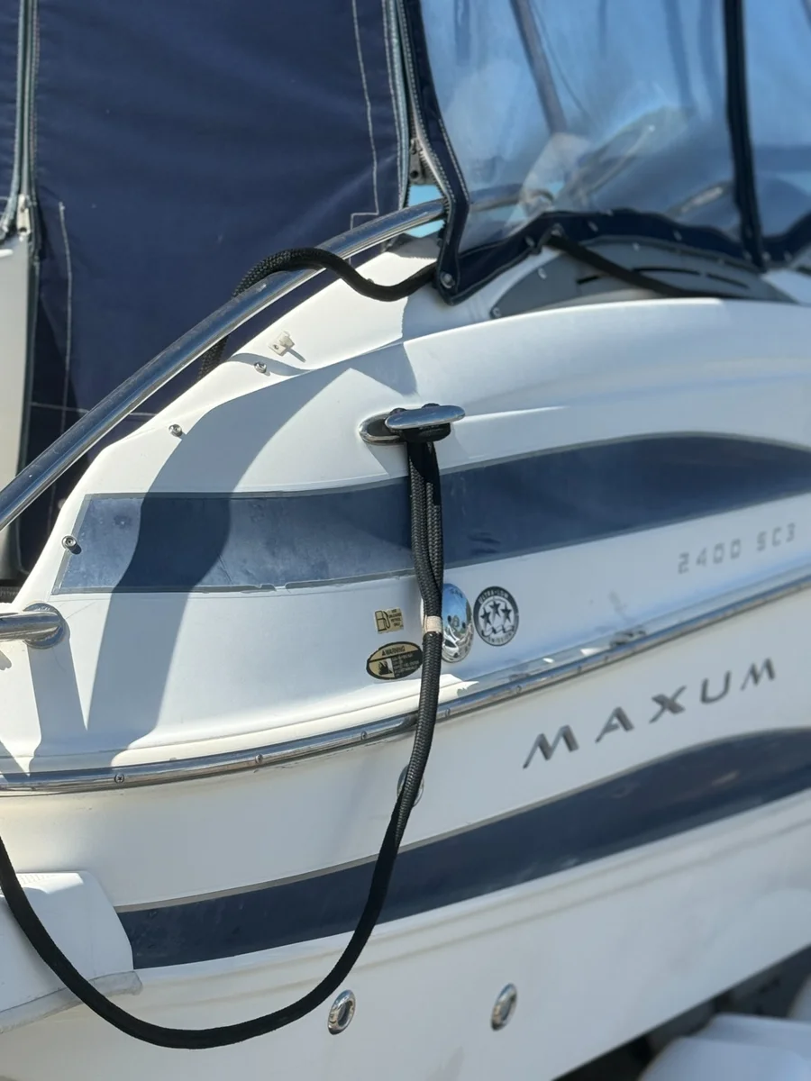 Before — Maxum 2400 dull gelcoat and stainless fittings Perth