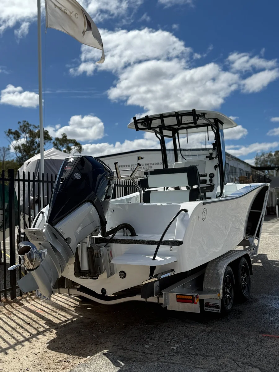 Boat detailing Joondalup Perth WA — centre console at yacht club