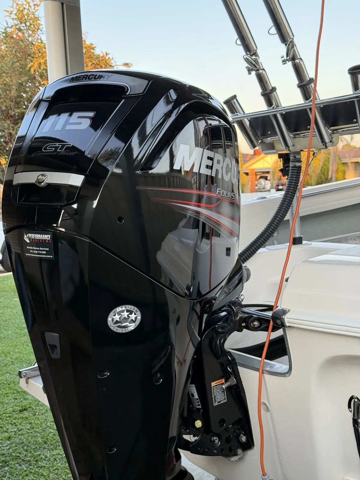 Outboard detailing Perth WA — Mercury 115 FourStroke cowling cleaned and gloss finished